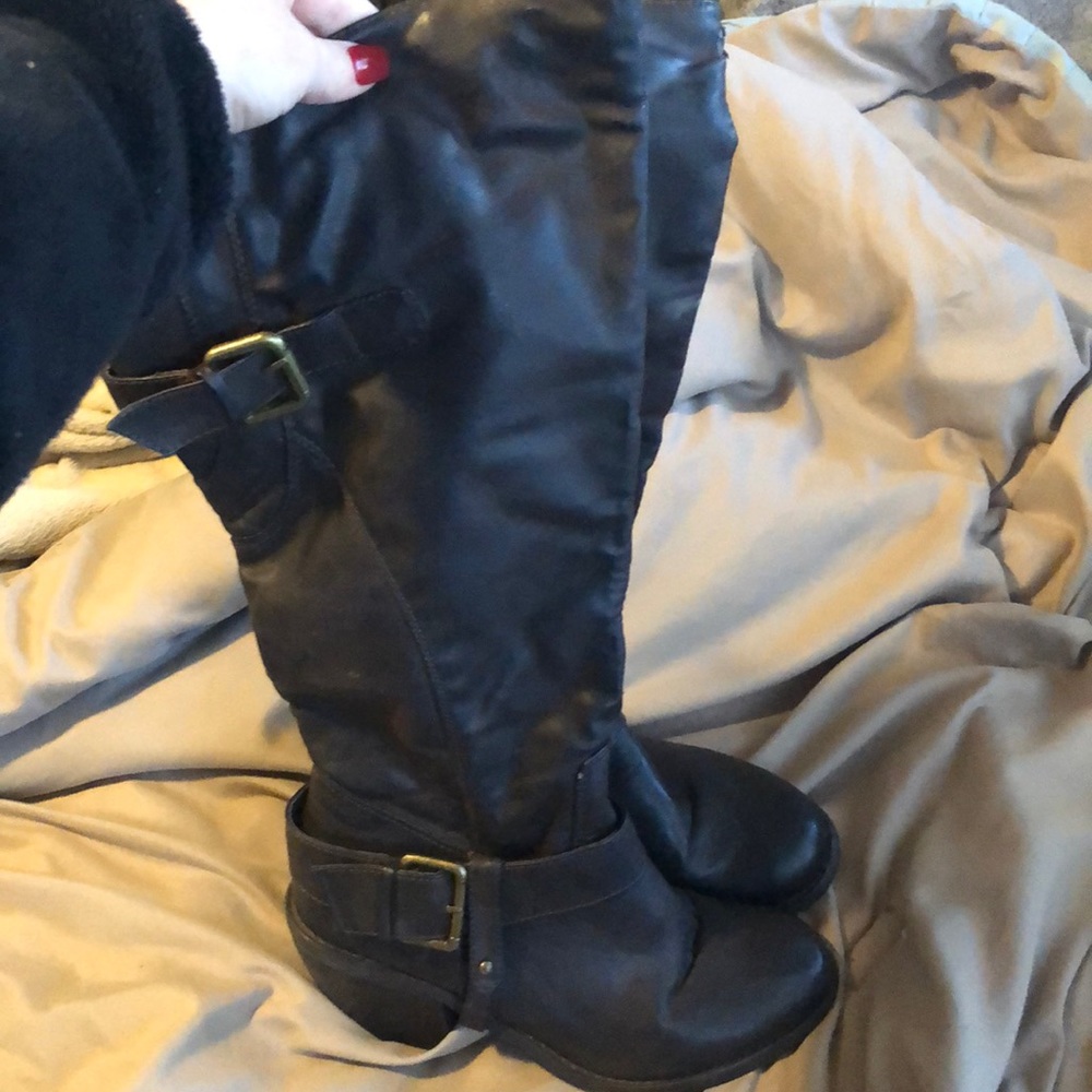 Brown wide calf tall boots